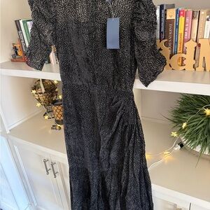 Shoshanna Black Textured Long Sleeve Dress